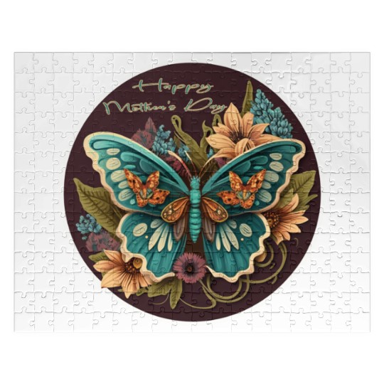 Butterfly and flowers Happy Mother's Day Stickers Jigsaw Puzzles