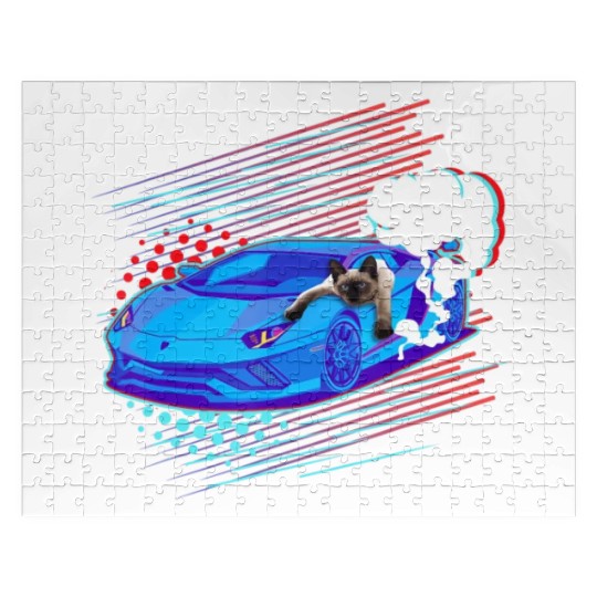 Funny Cat Racing Car Graphic Jigsaw Puzzles