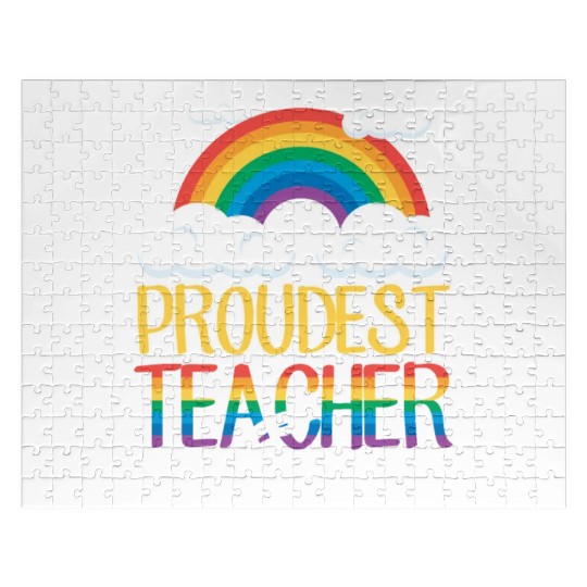 Proud Teacher Gay Pride Teaching Rainbow Flag Jigsaw Puzzles