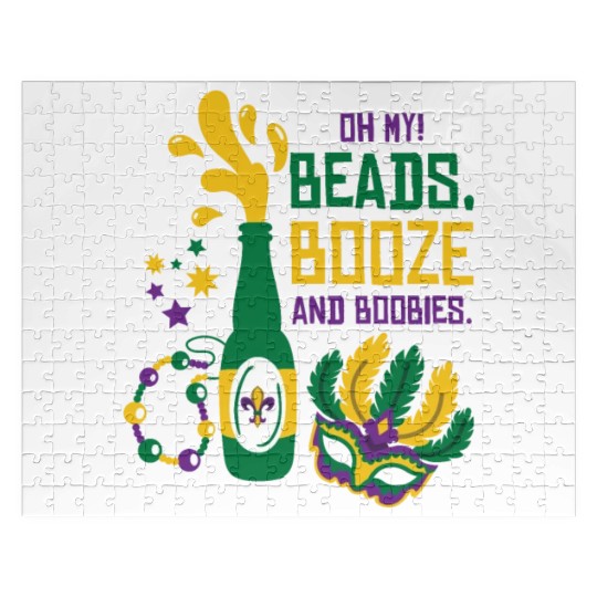 Mardi Gras Carnival Mask Beer Beads Boobies Jigsaw Puzzles