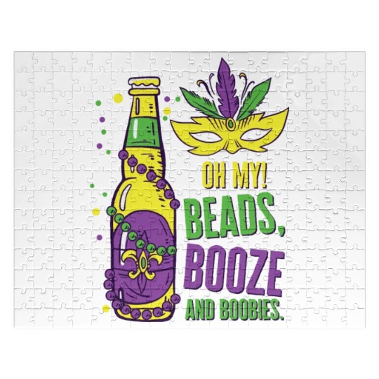 Mardi Gras Carnival Mask Beer Beads Boobies Jigsaw Puzzles