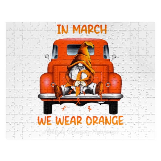 Gnome Sitting On Truck In March We Wear Orange T Jigsaw Puzzles