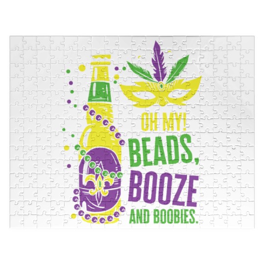 Mardi Gras Carnival Mask Beer Beads Boobies Jigsaw Puzzles