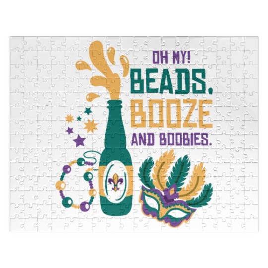 Mardi Gras Carnival Mask Beer Beads Boobies Jigsaw Puzzles