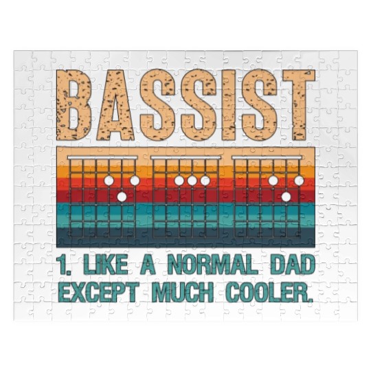 Bass Guitar Bassist Like A Normal Dad Retro Guitar Jigsaw Puzzles