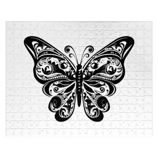 Elegant Vintage Butterfly Tattoo Style Jigsaw Puzzles