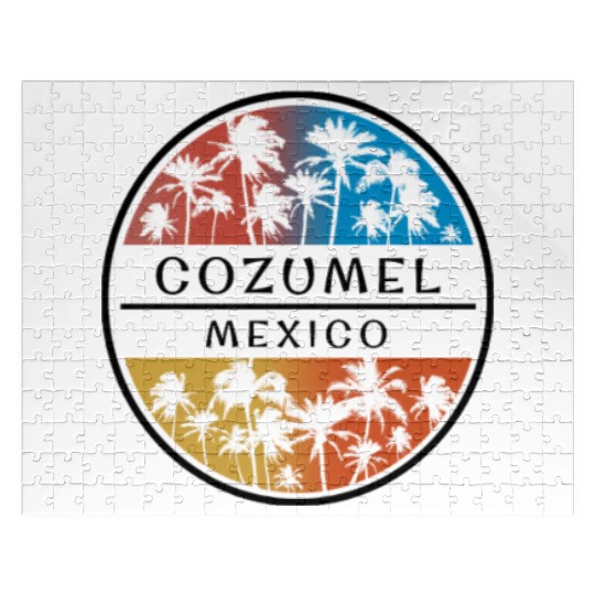 Cozumel Mexico Palm Tree Stylish Vacation Souvenir Jigsaw Puzzles