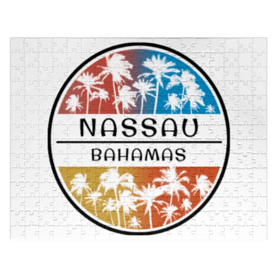 Nassau Bahamas Palm Tree Stylish Vacation Souvenir Jigsaw Puzzles