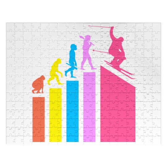 Retro Evolution Ski Skiing Skier Jigsaw Puzzles