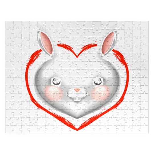 Sweet Easter Bunny Heart On Easter Jigsaw Puzzles