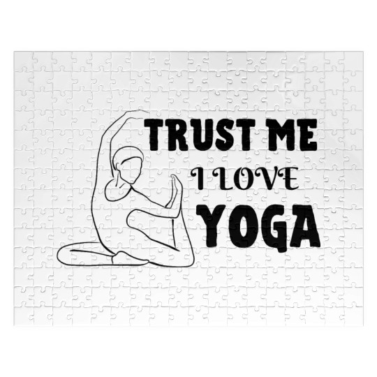 Trust me I love yoga line art Jigsaw Puzzles