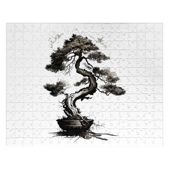 Bonsai Tree Japanese art Sumie painting Jigsaw Puzzles