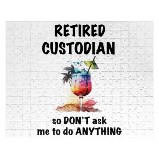 Retired Custodian Vacation Tropical Cocktail Jigsaw Puzzles