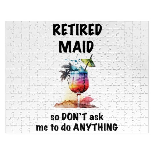 Retired Maid Vacation Tropical Cocktail Umbrella Jigsaw Puzzles