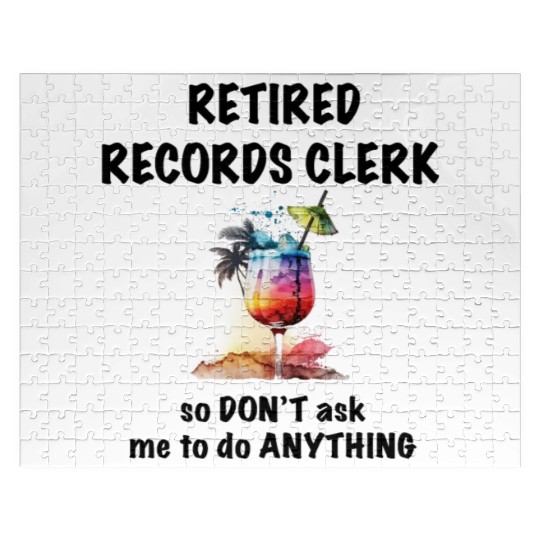 Retired Records Clerk Vacation Tropical Cocktail Jigsaw Puzzles