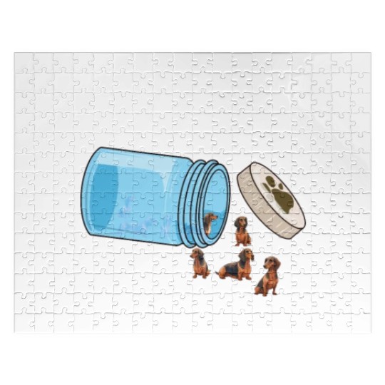 Happy Pills Dachshund Funny Dog Lover Humor Pun Jigsaw Puzzles
