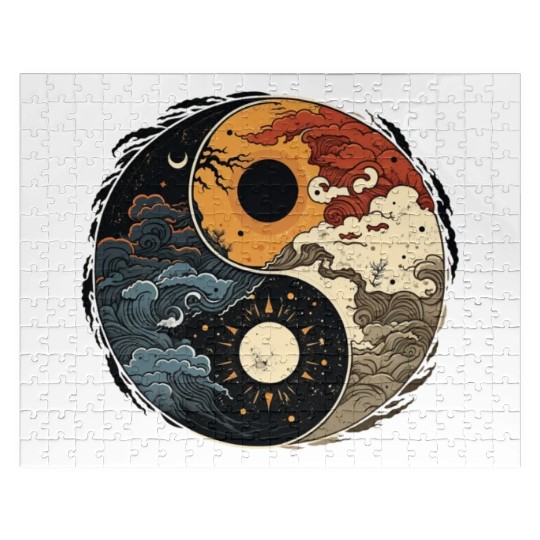 Sun and moon yin yang Jigsaw Puzzles