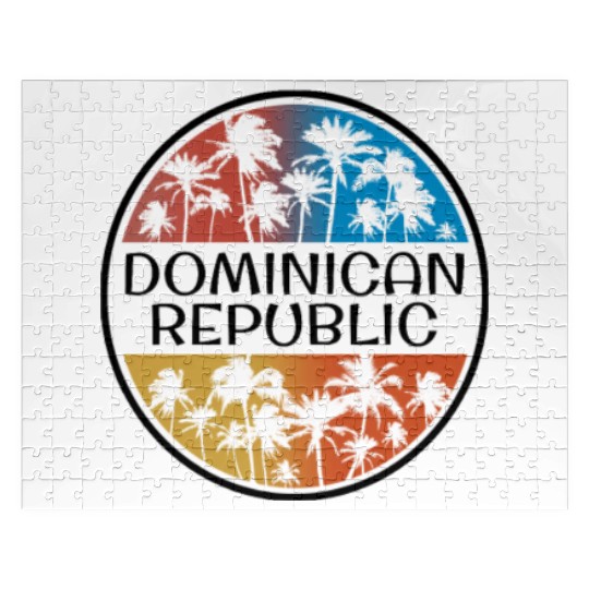 Dominican Republic Palm Tree Stylish Vacation Jigsaw Puzzles