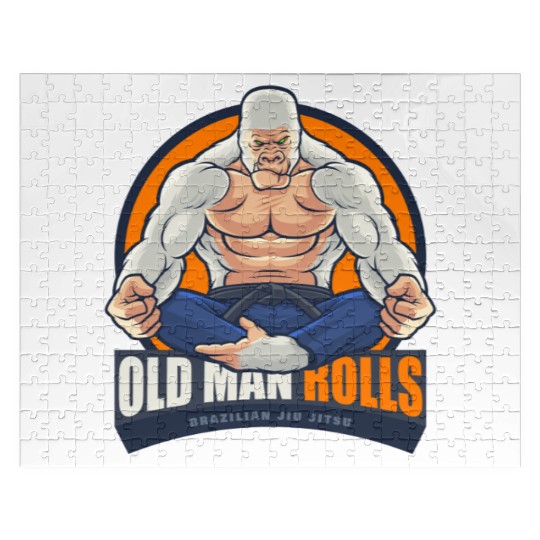 Old Man Rolls Gorilla Jiu Jitsu Fighter Jigsaw Puzzles