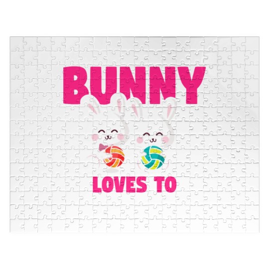 Easter Volleyball Bunny Holiday Rabbit Sport Jigsaw Puzzles