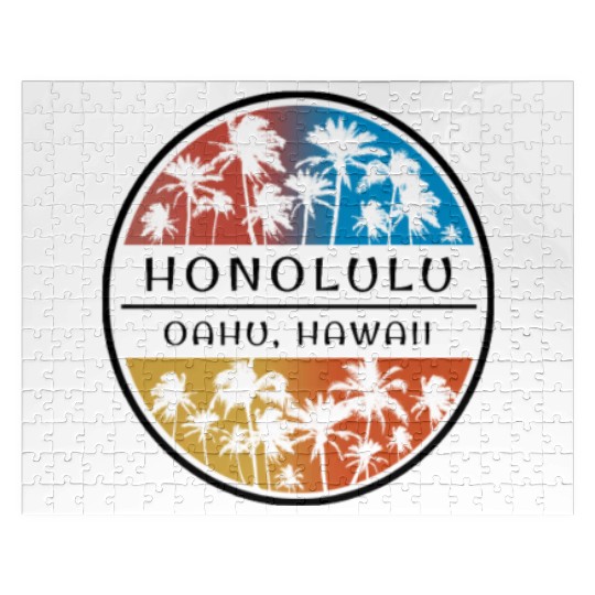 Honolulu Oahu Hawaii Hawaiian Islands Palm Tree Jigsaw Puzzles