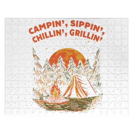 Campin Chillin Grillin Camping Food Camper Foodie Jigsaw Puzzles