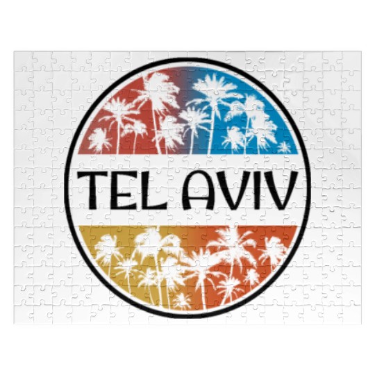 Tel Aviv Israel Palm Tree Stylish Vacation Jigsaw Puzzles