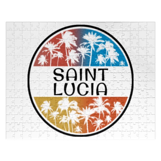 Saint Lucia Palm Tree Stylish Vacation Souvenir Jigsaw Puzzles