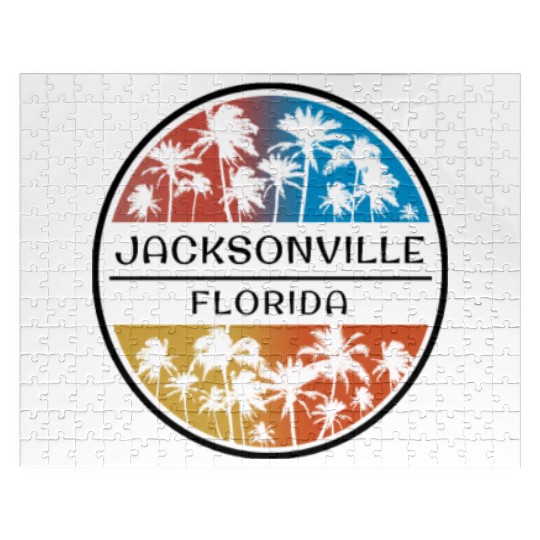 Jacksonville Florida Palm Tree Stylish Vacation Jigsaw Puzzles