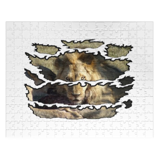 Ripped Wildlife Lion Stare Jigsaw Puzzles