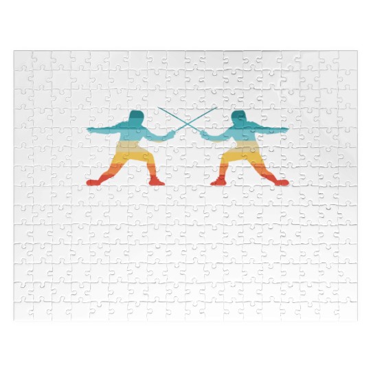 Funny Retro Fencing Make Friends Stab Them Jigsaw Puzzles