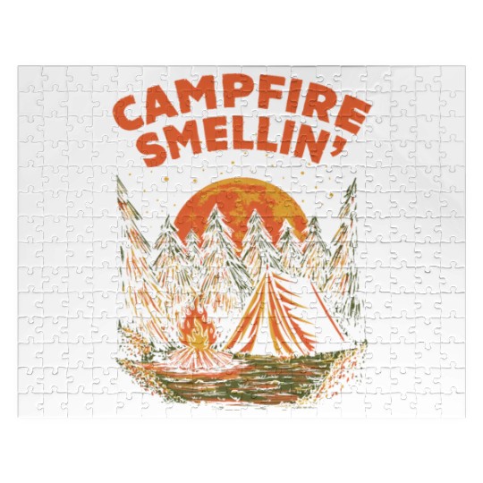 Campfire Smellin Camping Summer Camper Tropical Fa Jigsaw Puzzles