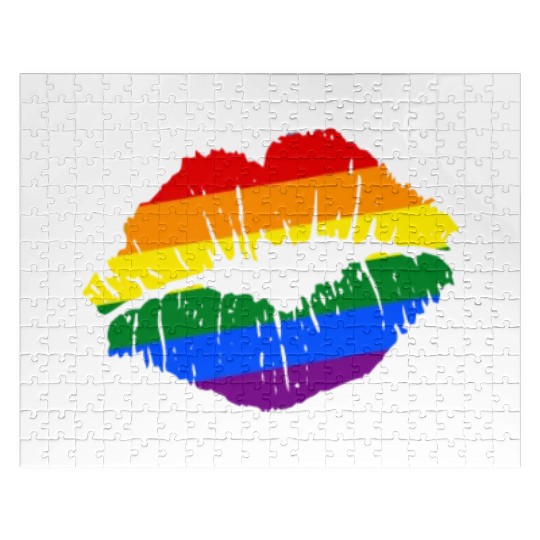 Artistic Gay Pride Rainbow Flag LGBTQ Lips Jigsaw Puzzles