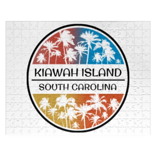 Kiawah Island South Carolina Palm Tree Stylish Jigsaw Puzzles