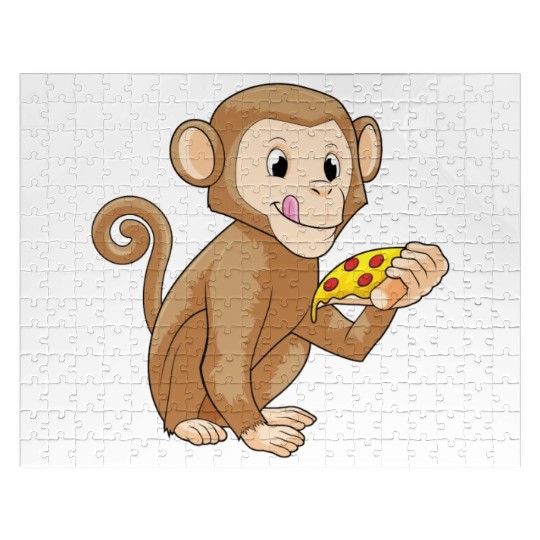 Monkey With Piece Of Pizza Jigsaw Puzzles