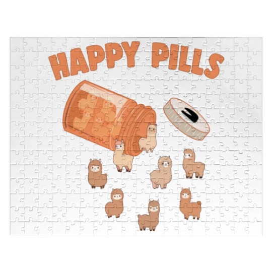 Happy Pills Alpaca Funny Farm Animal Lovers Humor Jigsaw Puzzles