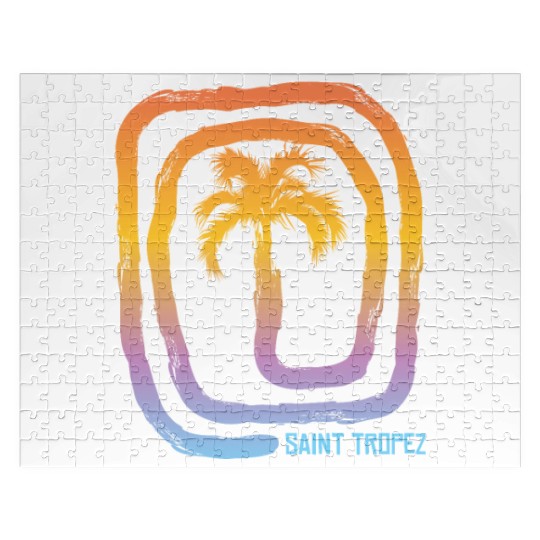 Cool Saint Tropez Palm Tree Souvenir Vacation Jigsaw Puzzles