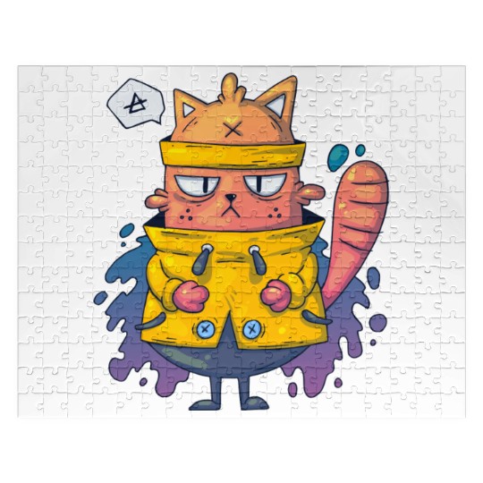 Cat Yellow Sweater Cartoon Jigsaw Puzzles