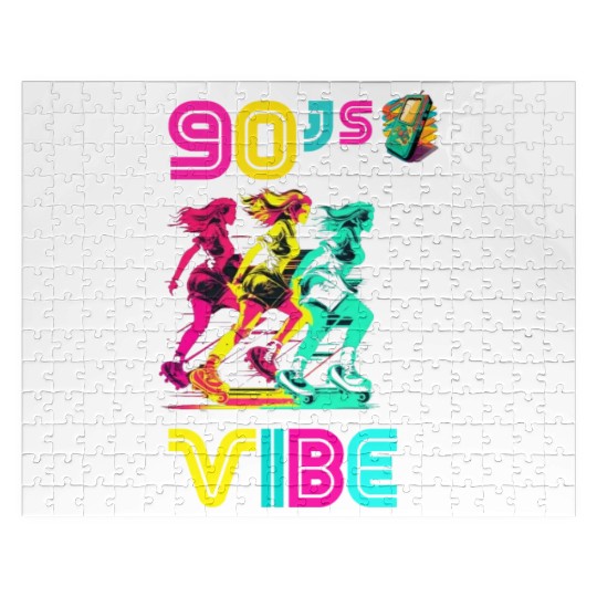 90s Vibe - I Love The 90s - Retro 90s Neon Jigsaw Puzzles