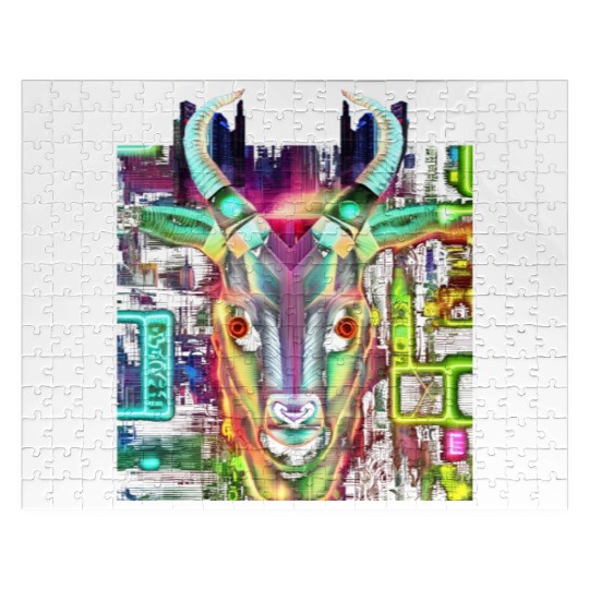 Neon Baphomet Jigsaw Puzzles