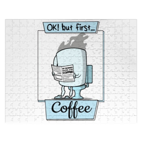 Ok But First Coffee Funny Coffee Lover Humor Jigsaw Puzzles