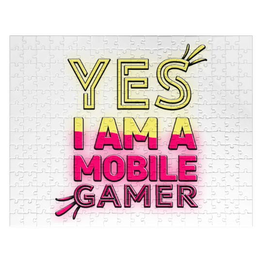 'Yes, I am a Mobile Gamer' - (Red/Yellow) Design Jigsaw Puzzles