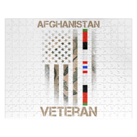 Afghanistan Veteran American US Flag Proud Army Mi Jigsaw Puzzles