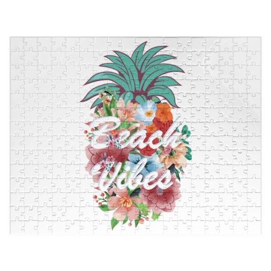 Pineapple Flower Beach Vibes Jigsaw Puzzles