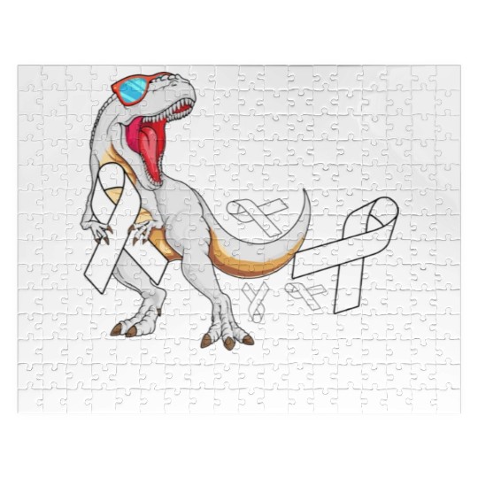 I Wear White For My Grandma Lung Cancer Awareness Jigsaw Puzzles