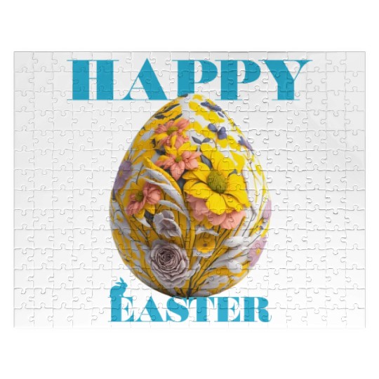 Happy Easter Egg Design with Floral Elements Jigsaw Puzzles