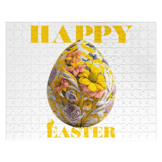 Happy Easter Egg Design with Floral Elements Jigsaw Puzzles
