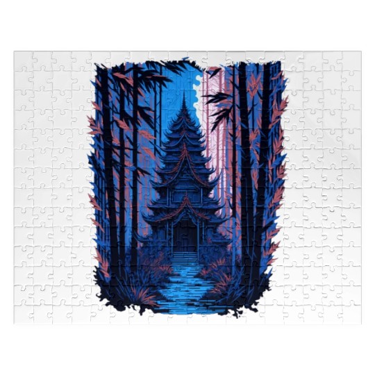 Japanese Temple in a Bamboo Forest Jigsaw Puzzles