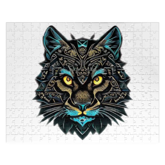 Cat Abstract Ornament Mandala | Cat Design Jigsaw Puzzles