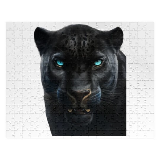 Black panther with blue eyes design wild animal Jigsaw Puzzles
